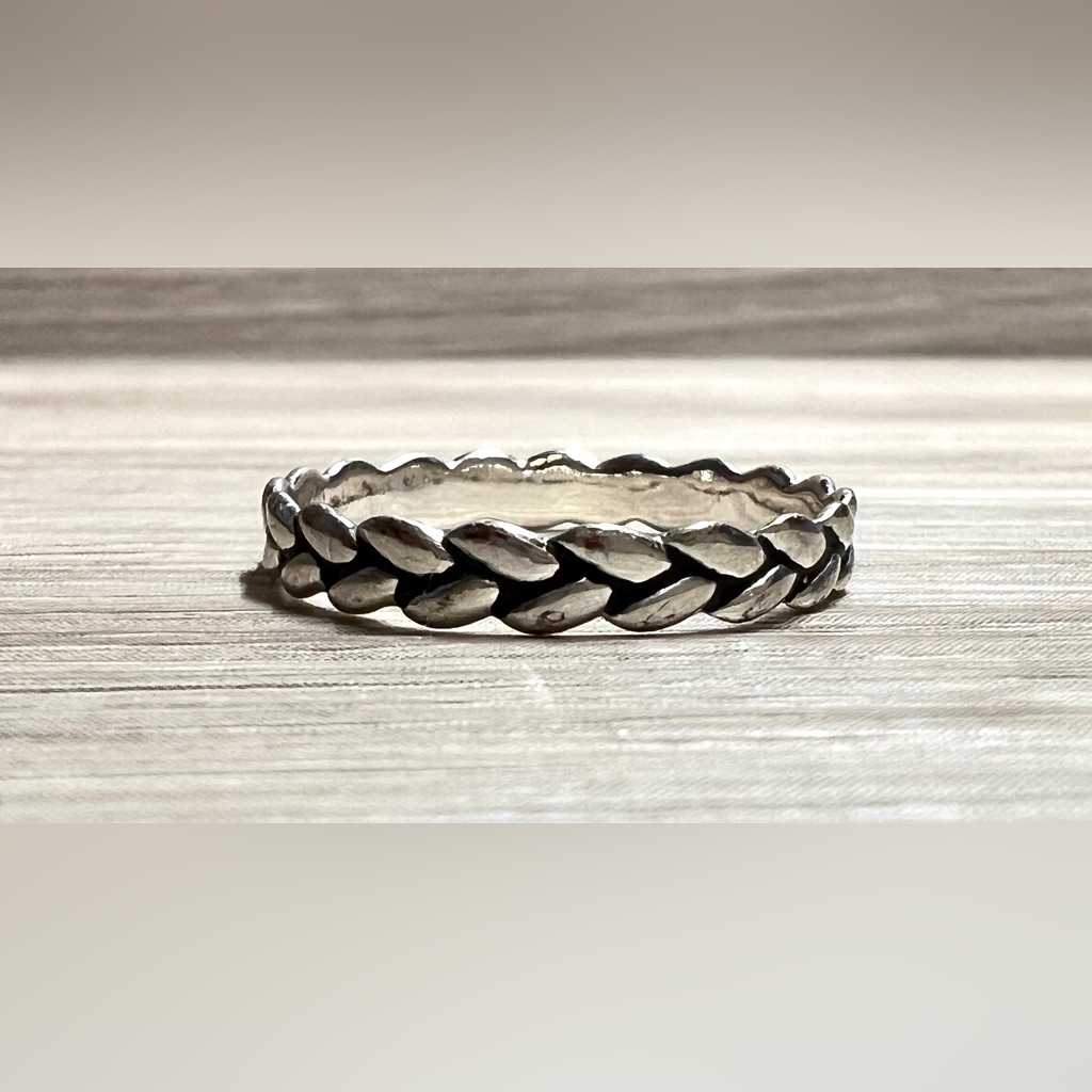 Vintage Designer Signed Ibb Sterling Silver Wheat Ring, Size 8.5, 1.4g